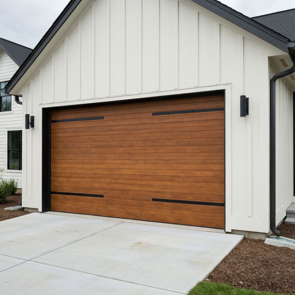 Wood and steel garage door